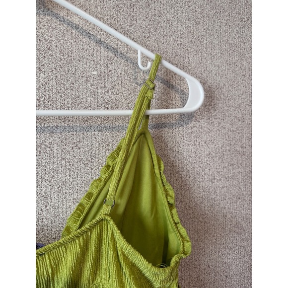 Wild Fable Lime Green Textured Shimmer Tiered Ruffle Mini Dress Womens Medium - Picture 4 of 5